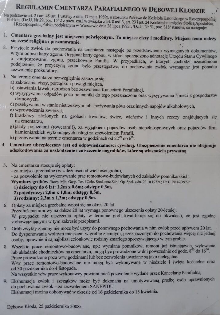 Cmentarz regulamin