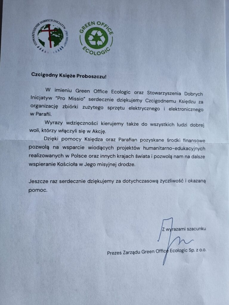 tekst podziękowania